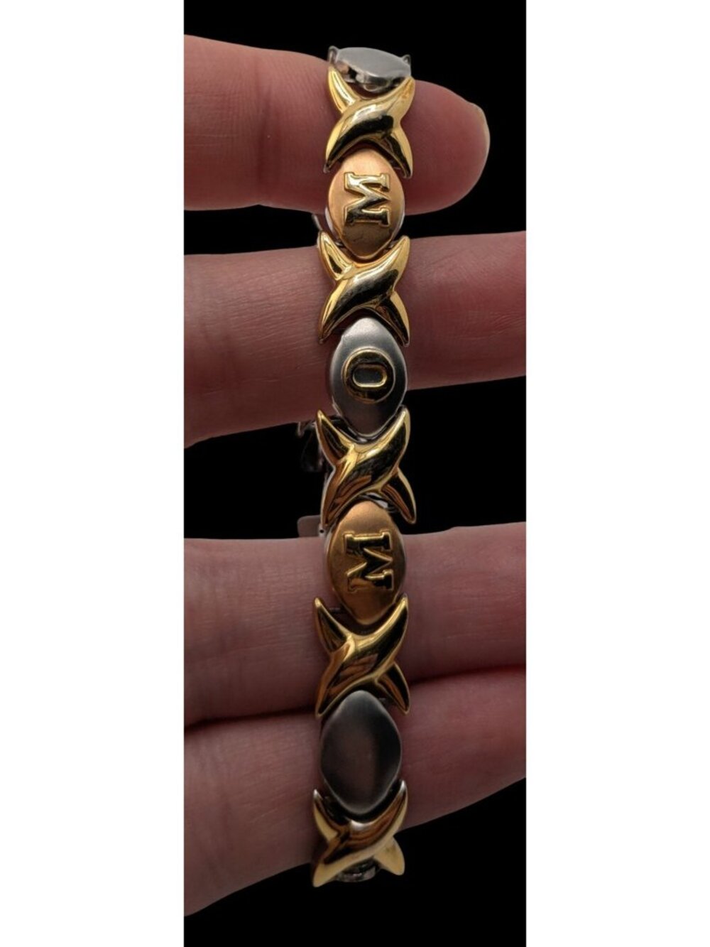 Mom-Themed Stainless Steel Bracelet Gold & Silver Snap Lock 7 Inches JJT Design